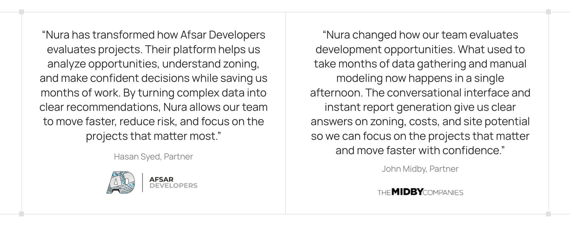 Customer testimonials